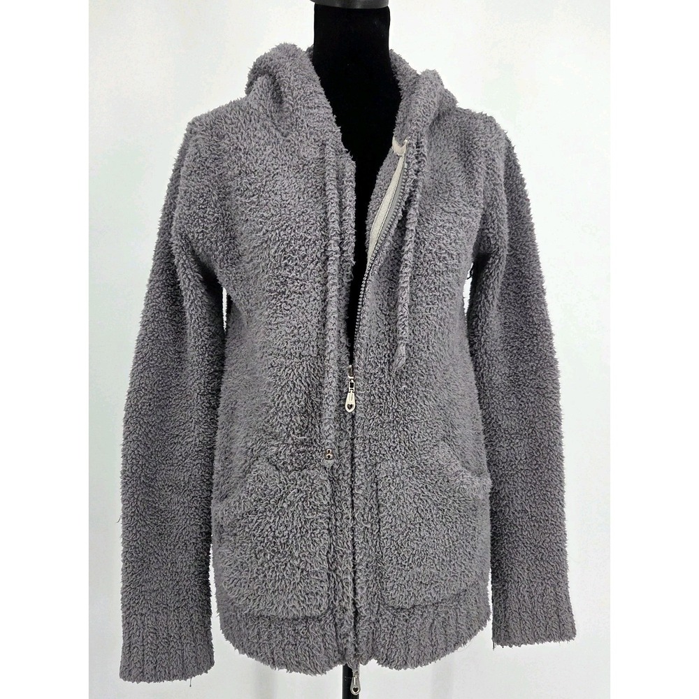 POL Hooded Full-zip Teddy Jacket Medium Gray